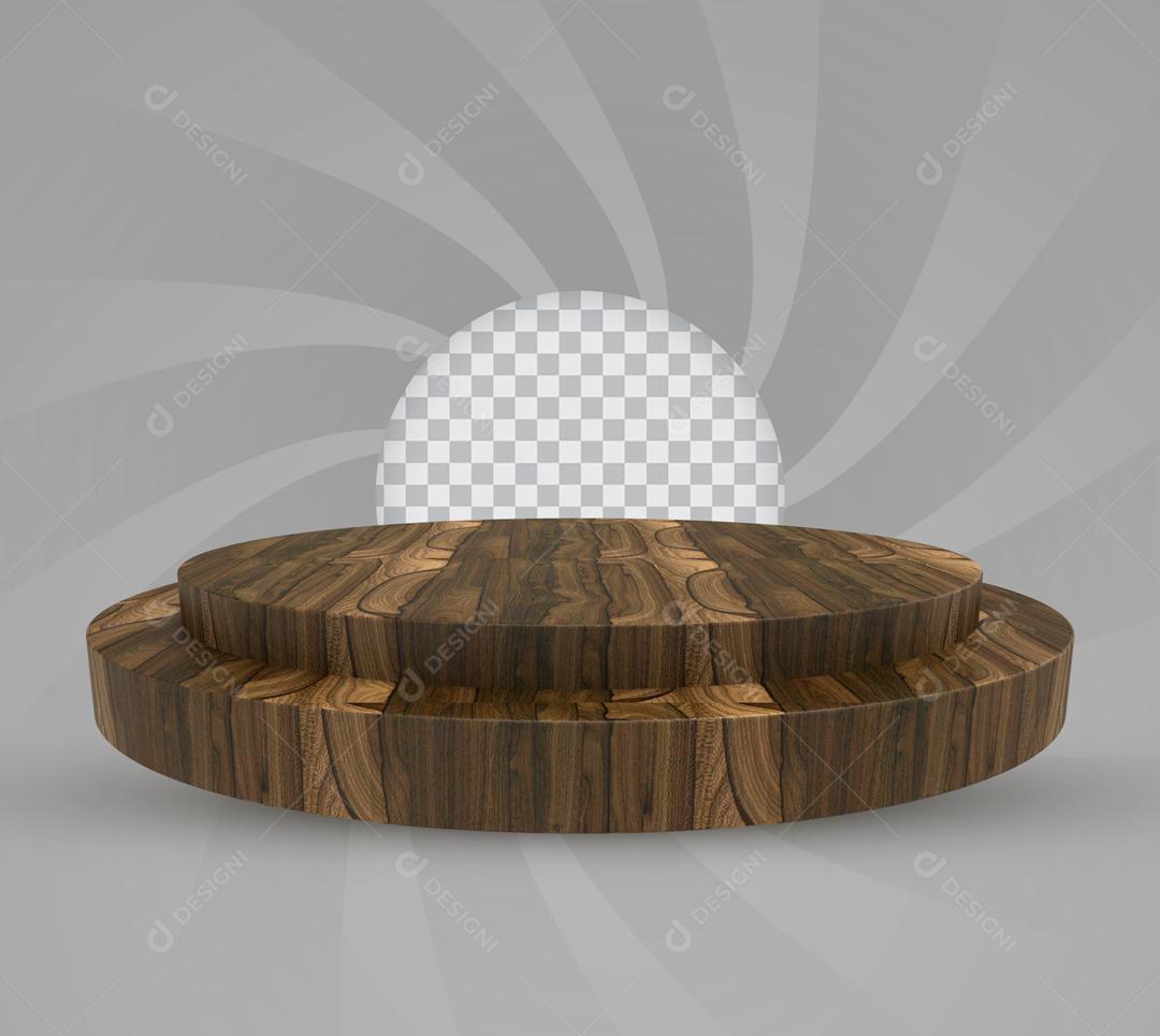 Podium Com Textura de Madeira Elemento 3D Para Composição PSD