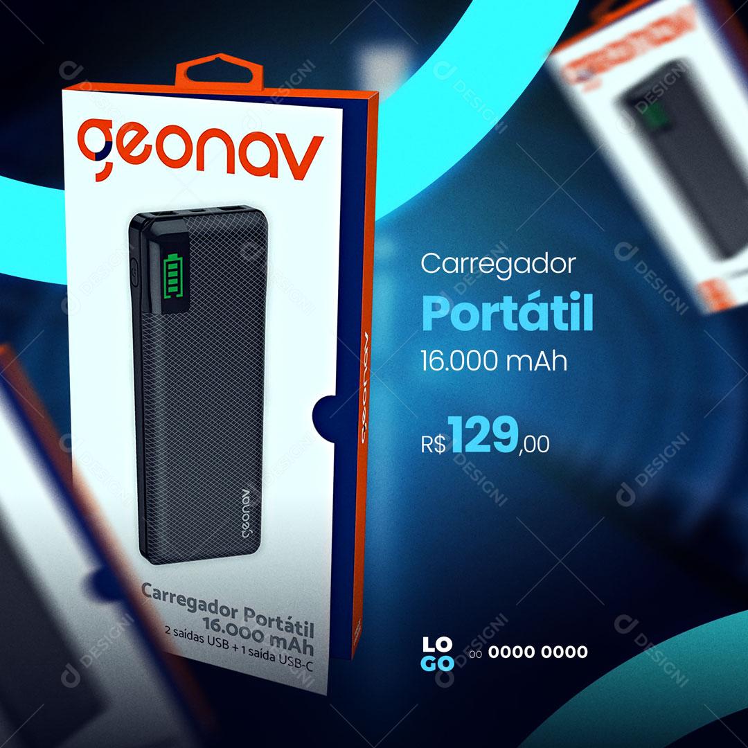 Post Loja de Celulares Carregador Portátil Social Media PSD Editável