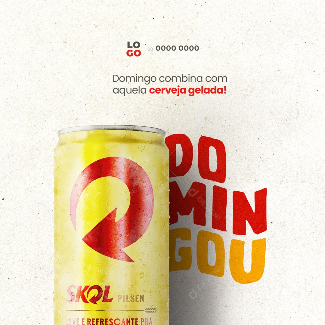 Social Media Bebidas Domingou com Cerveja Skol PSD Editável