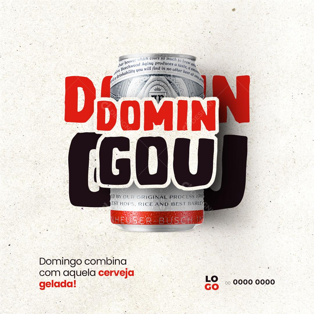 Social Media Bebidas Domingou com Cerveja Budweiser  Gelada PSD Editável
