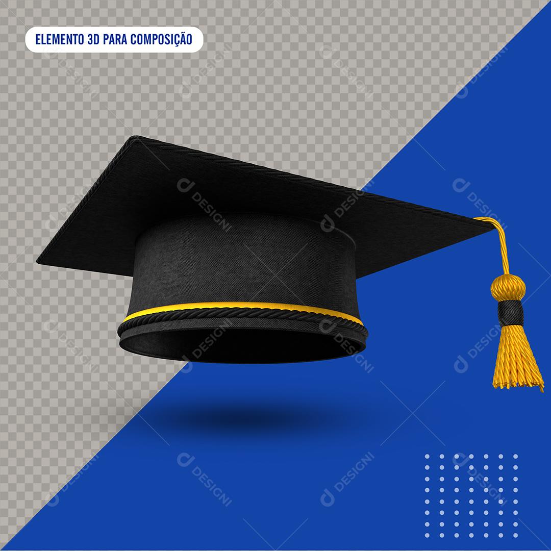 Chapéu de Formatura Elemento 3D Para Composição PSD