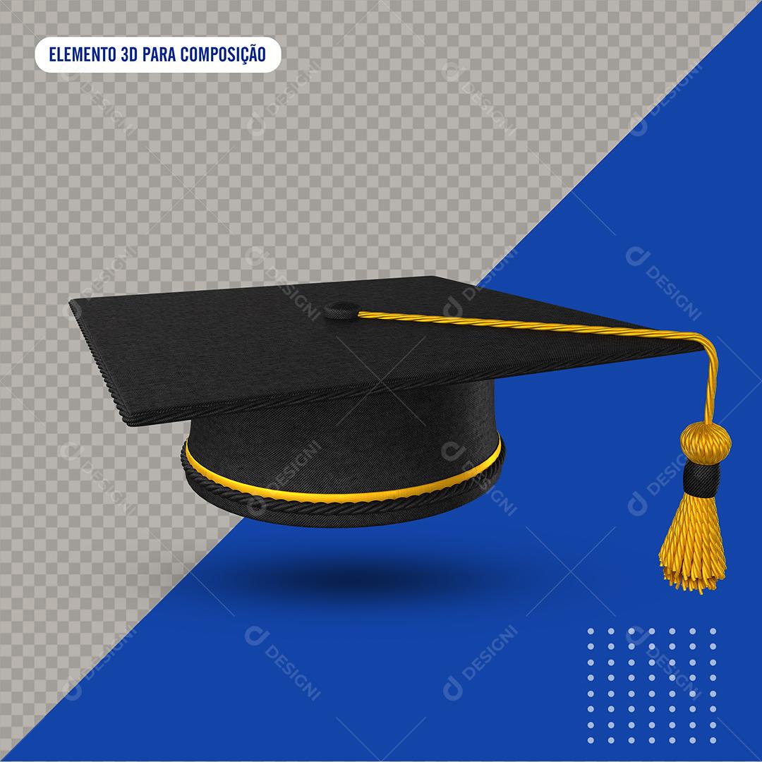 Chapéu de Formatura Elemento 3D Para Composição PSD