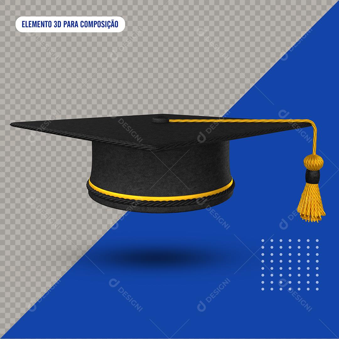 Chapéu de Formatura Elemento 3D Para Composição PSD