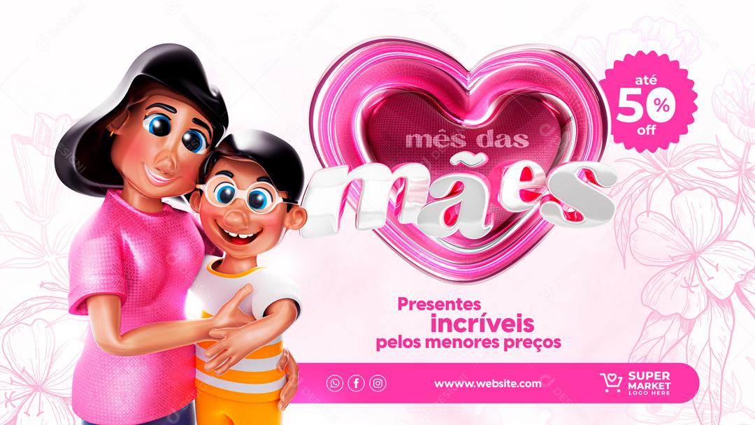 Preços Incríveis para Pessoas Incríveis Feliz Mês Das Mães Social Media PSD Editável