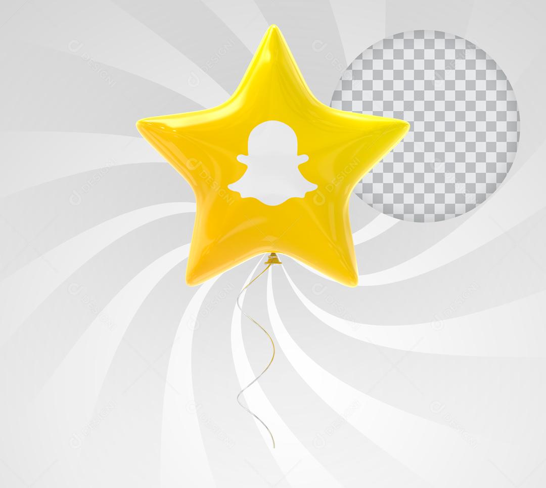 Snapchat 3D Com Forma de Estrela Elemento Para Composição PSD