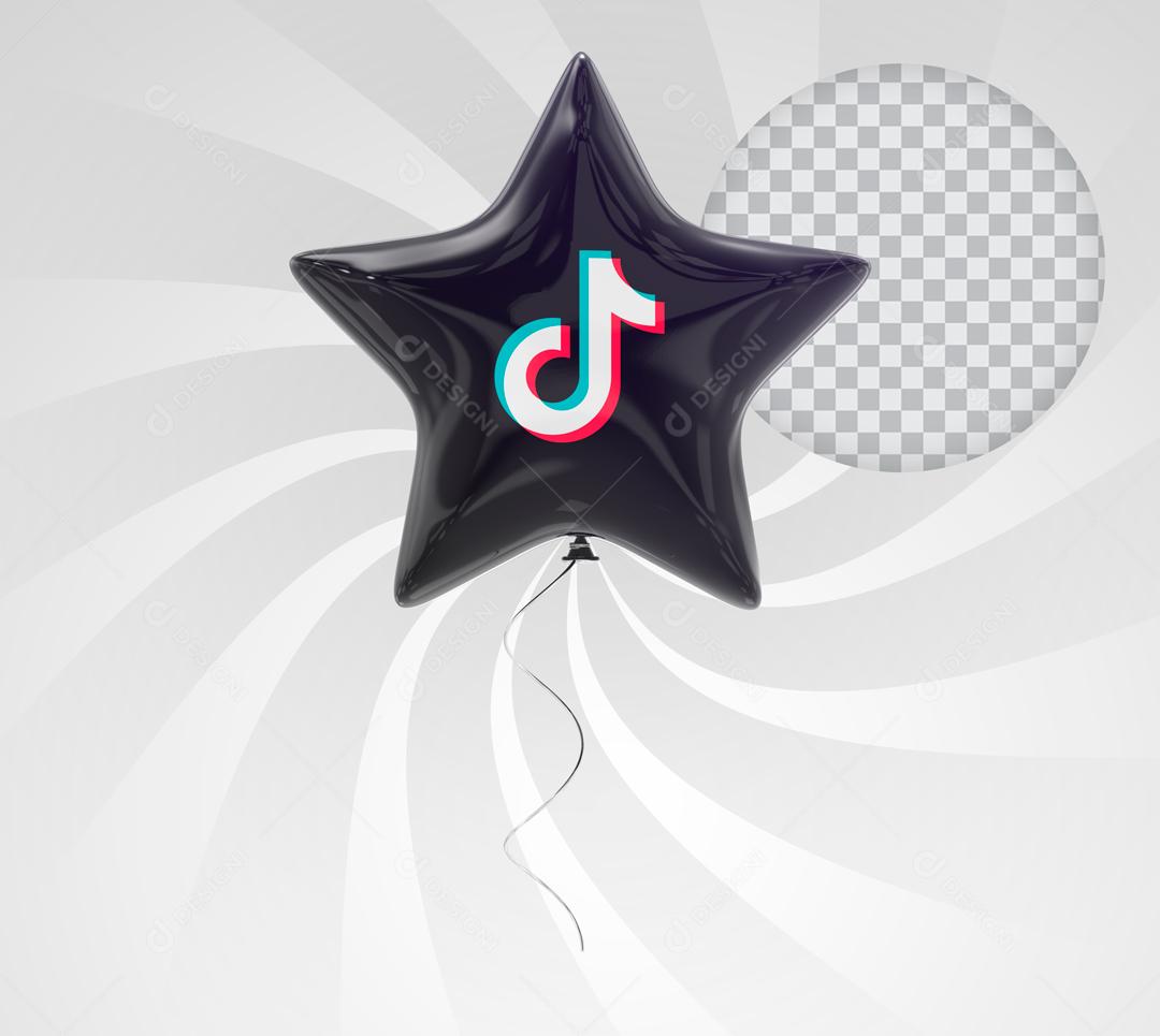 Tiktok 3D Com Forma de Estrela Elemento Para Composição PSD