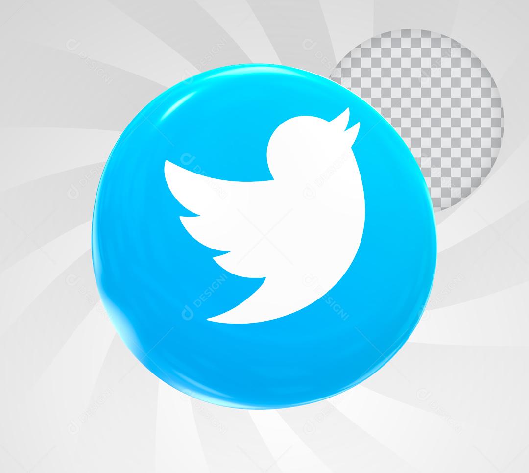 Twitter 3D Elemento Para Composição PSD