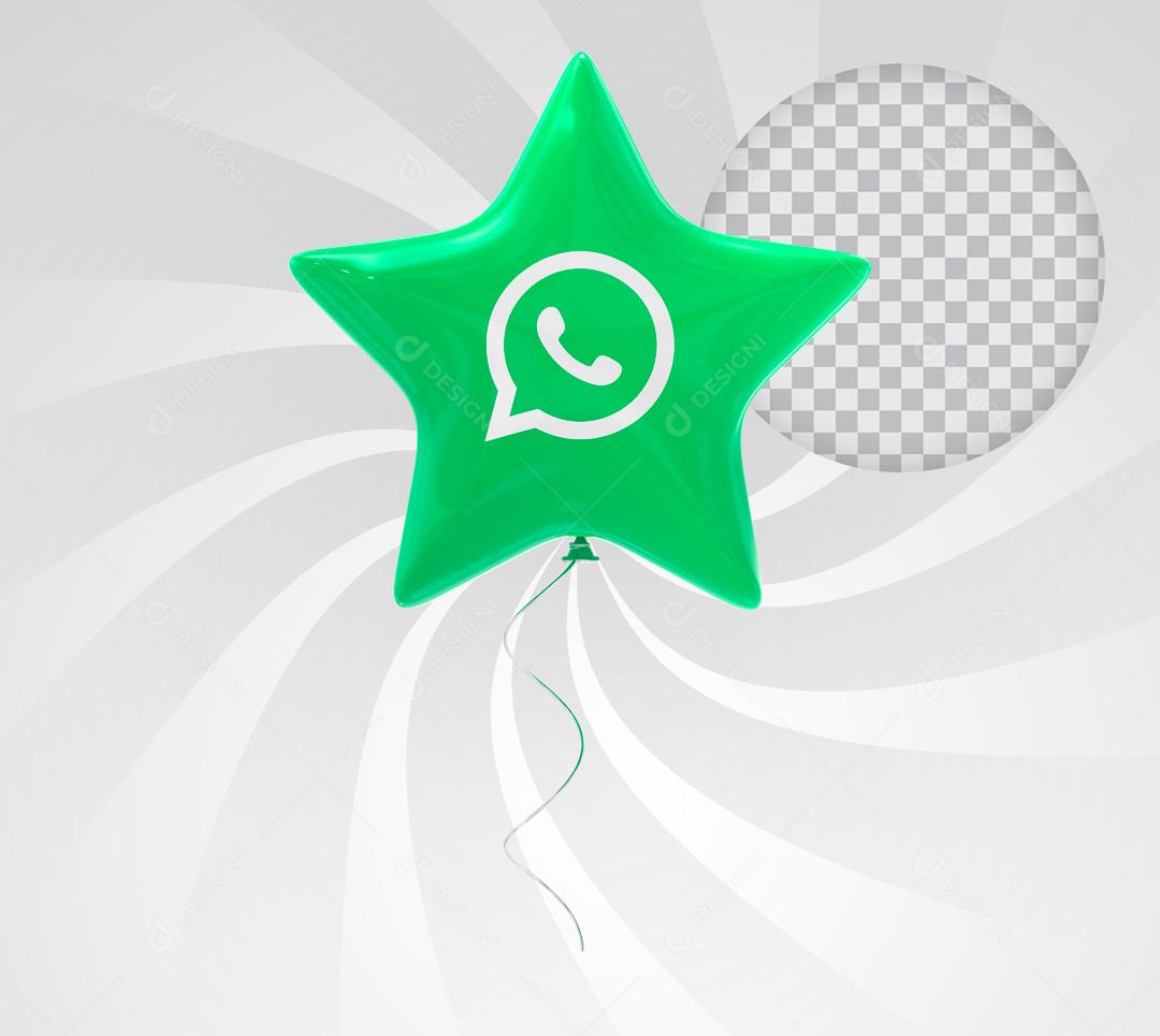 Whatsapp 3D Com Forma de Estrela Elemento Para Composição PSD