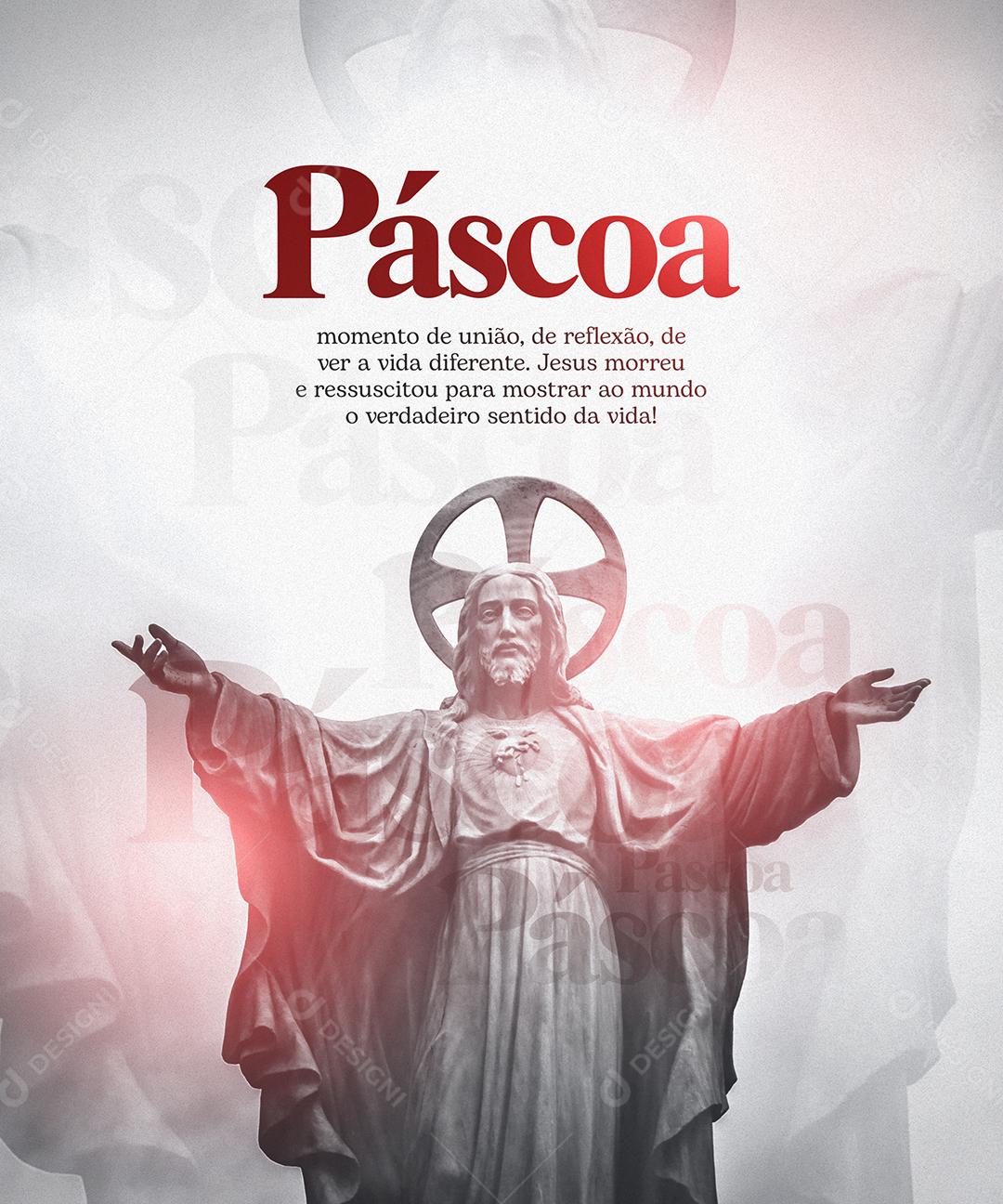 Social Media Momento de União Jesus Morreu e Ressuscitou Semana Santa PSD Editável