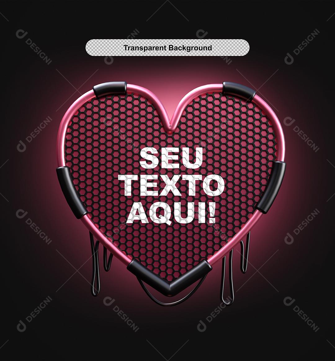 Elemento 3D Coração Rosa Para Composição PSD