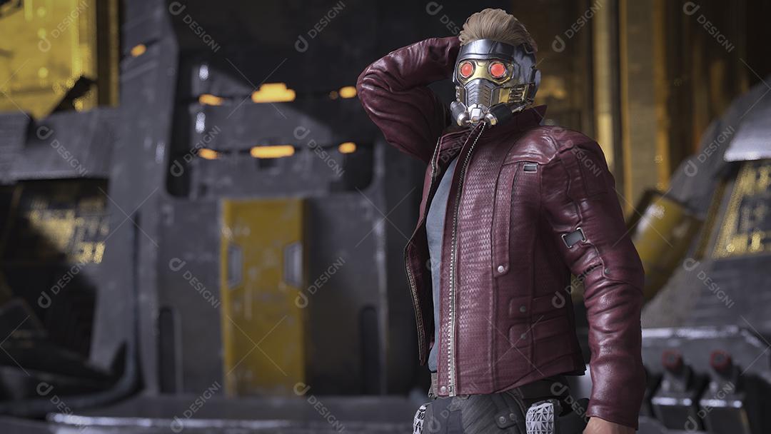 Senhor das Estrelas, Peter Quill de Guardiões da Galáxia 3D ilustração, 6 abr, 2022, São Paulo, Brasil