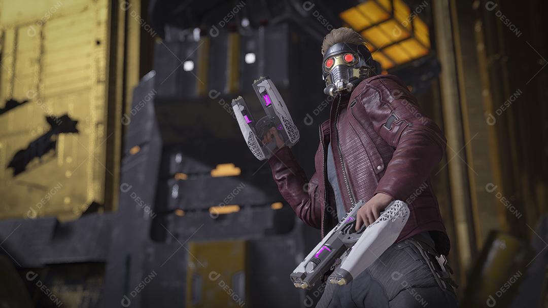 Senhor das Estrelas, Peter Quill de Guardiões da Galáxia 3D ilustração, 6 abr, 2022, São Paulo, Brasil