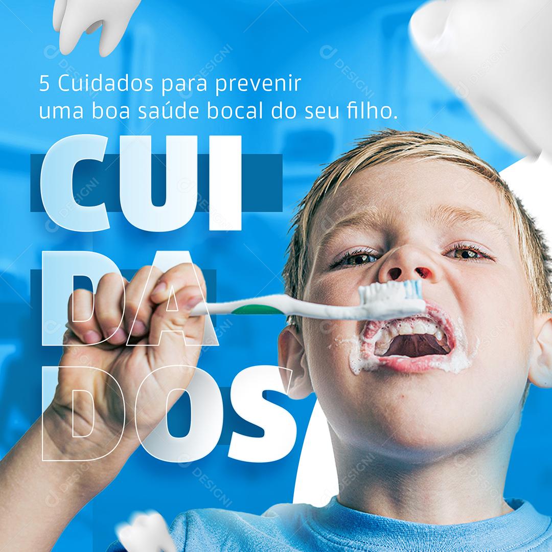 Social Media Cuidados para Prevenir uma Boa  saúde Bocal Dentista PSD Editável