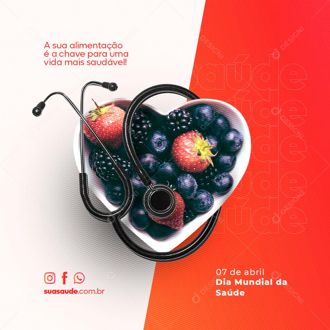 Social Media A sua Alimentação é a Chave Para uma Vida Saudável Dia Da Saúde PSD Editável
