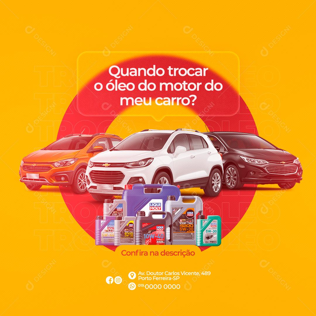 Social Media Quando Trocar o Óleo do Motor do Meu Carro Oficina Mecânica PSD Editável