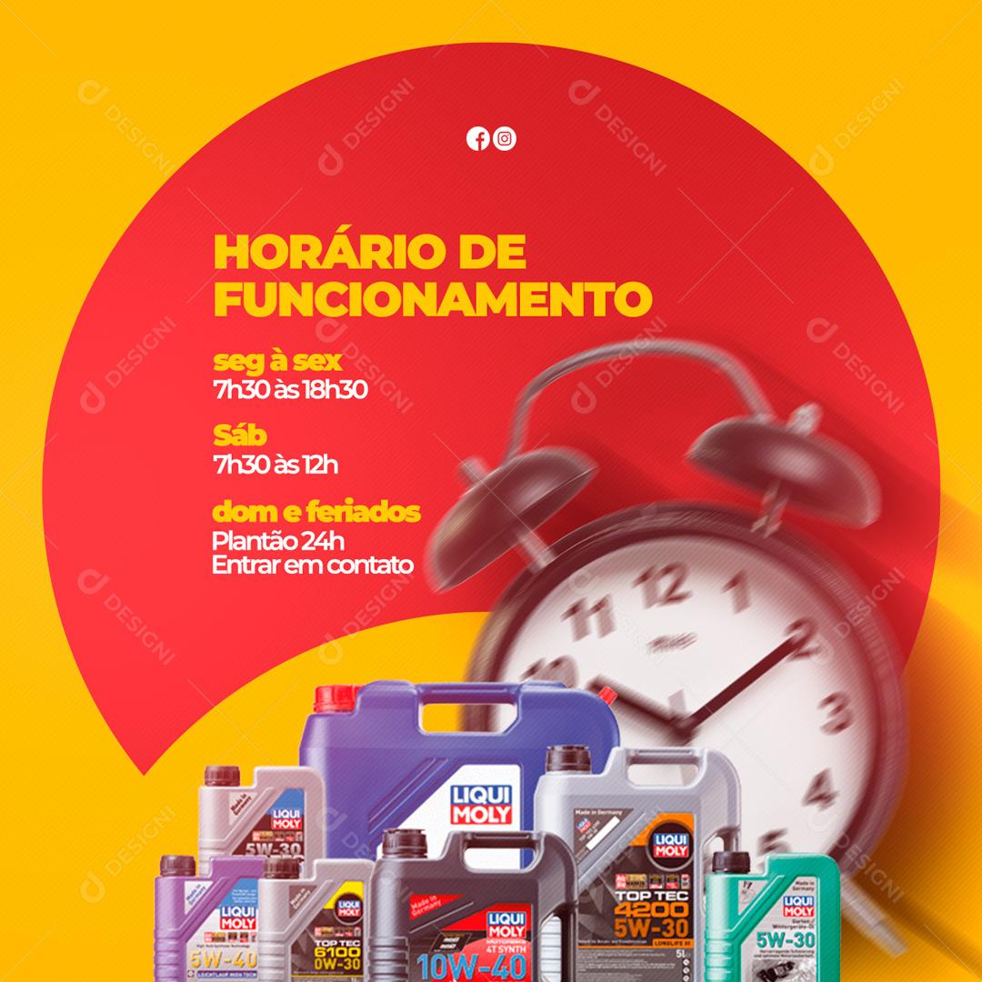 Social Media Horário De Funcionamento Oficina Mecânica PSD Editável