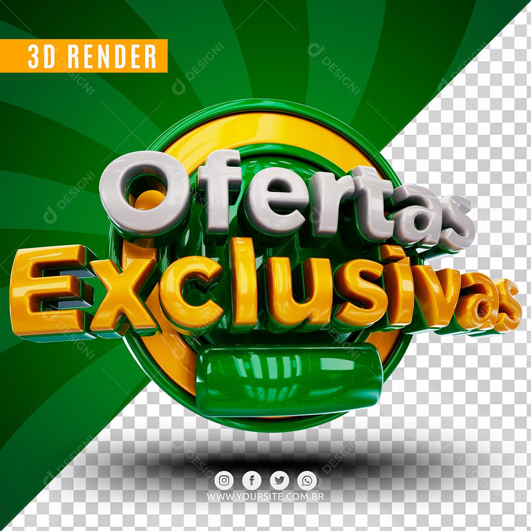 3D Green Exclusive Offers Stamp For Compositing PSD