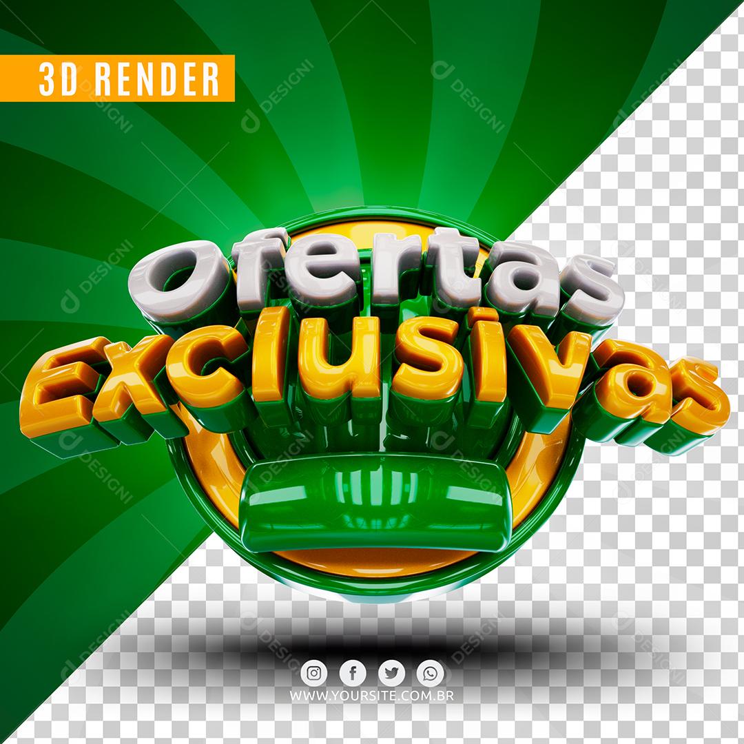 Selo 3D Ofertas Exclusivas Verde Para Composição PSD