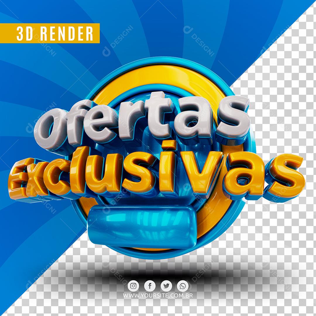 Ofertas Exclusivas Azul Selo 3D Para Composição PSD