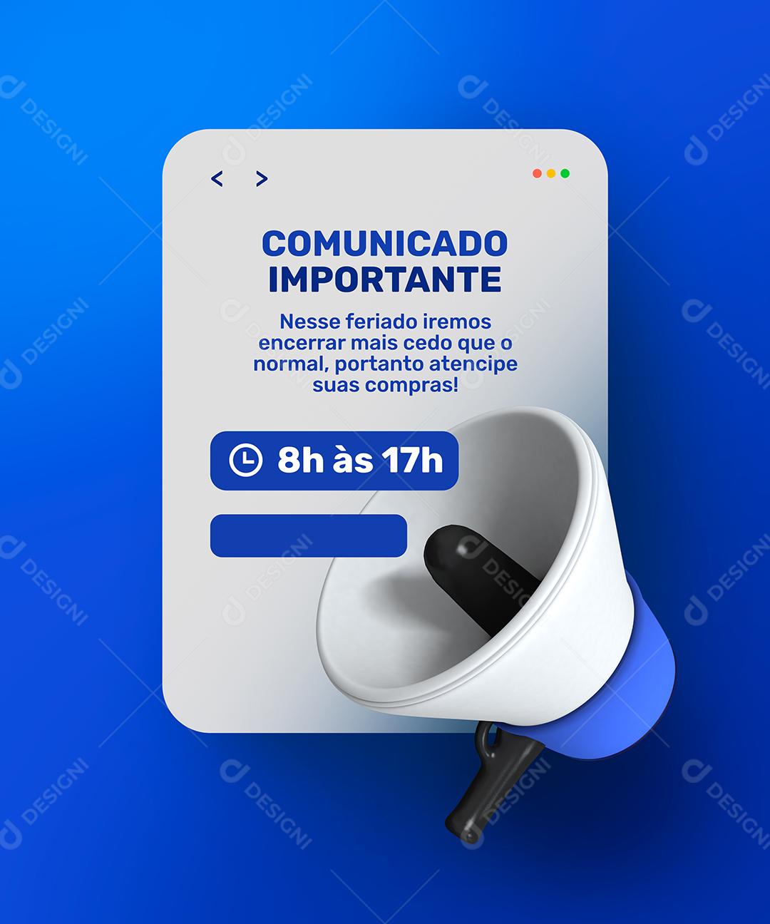 Social Media Comunicado Importante Lojas PSD Editável