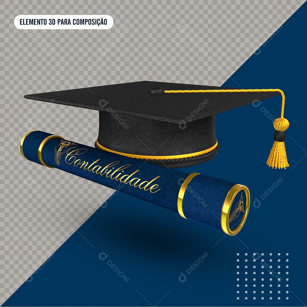 Chapéu de Formatura De Contabilidade Elemento 3D Para Composição PSD