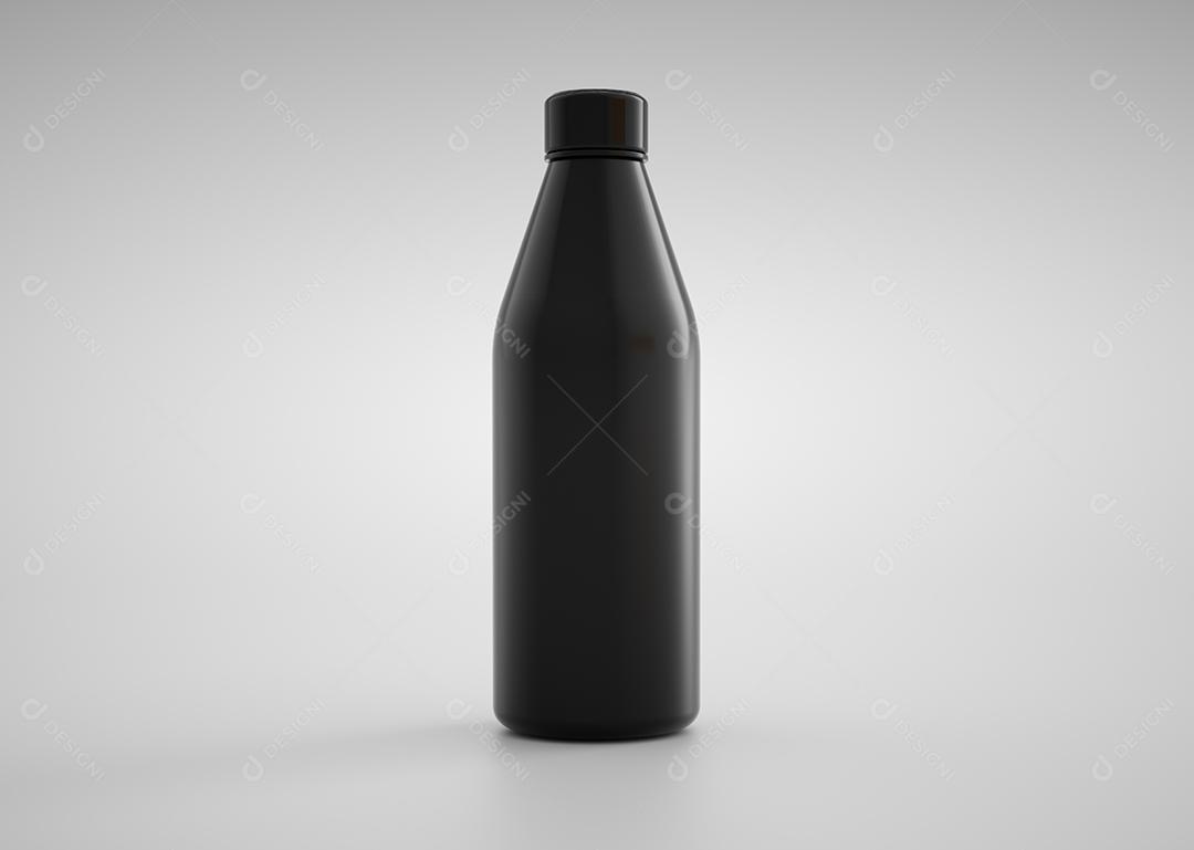 Garrafa de água termodoe inoxidável preta e vazia