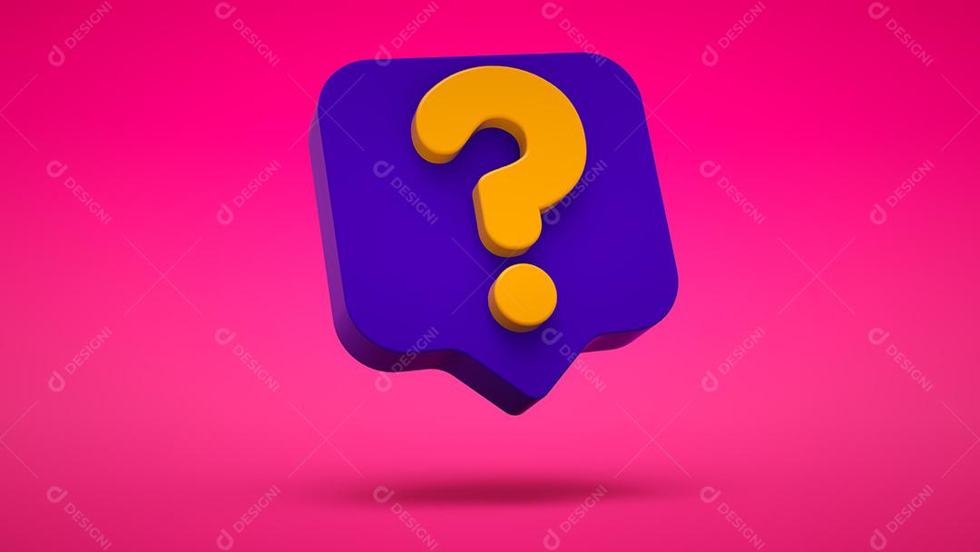 Ponto de interrogação 3D realista na bolha do discurso. Tem uma pergunta, F.