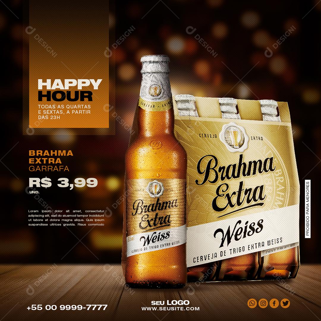 Social Media Brahma Extra Weiss Cerveja Bares PSD Editável