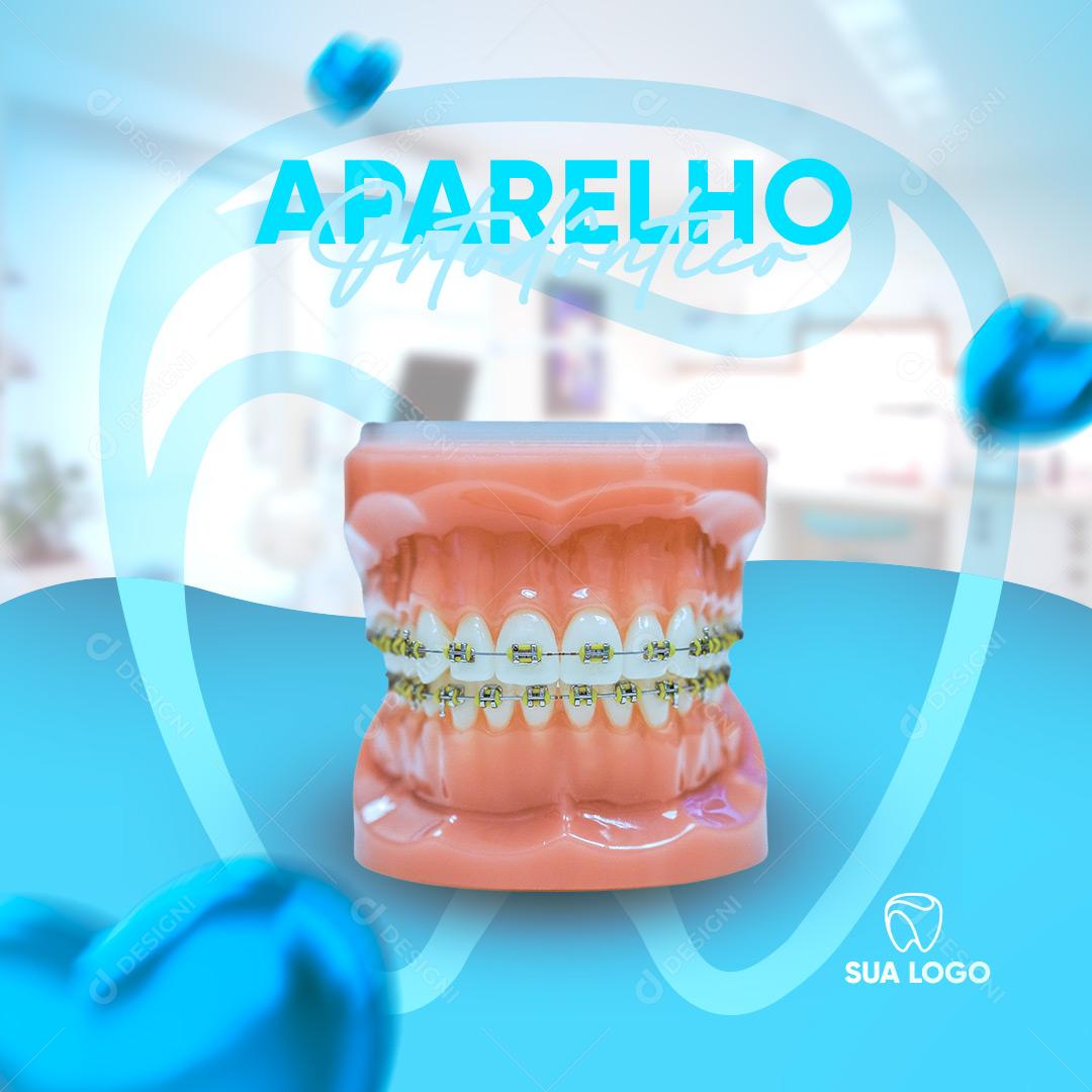 Post Dentista Aparelho Ortodôntico Social Media PSD Editável