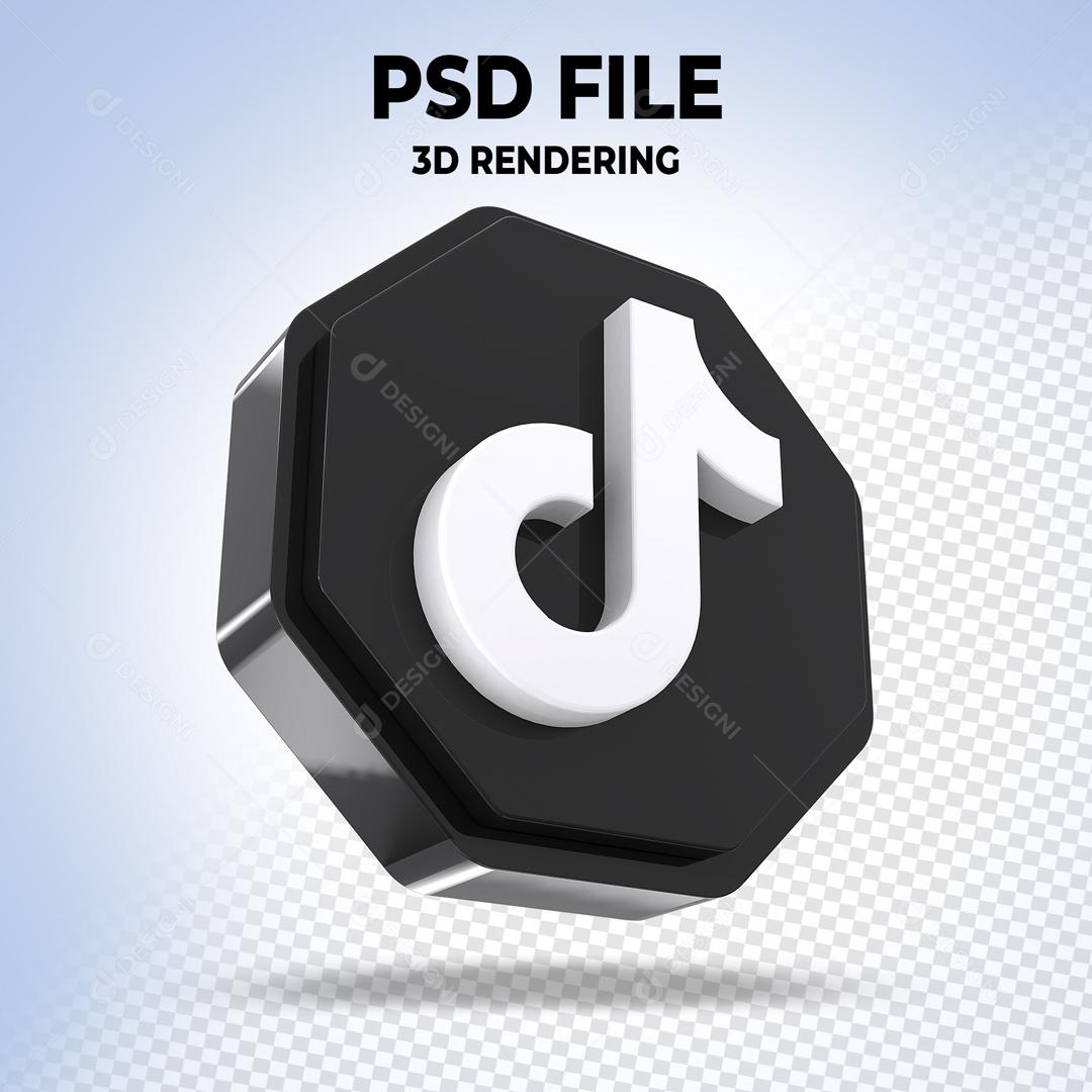 Tiktok Em Forma Geométrica 3D Elemento Para Composição PSD