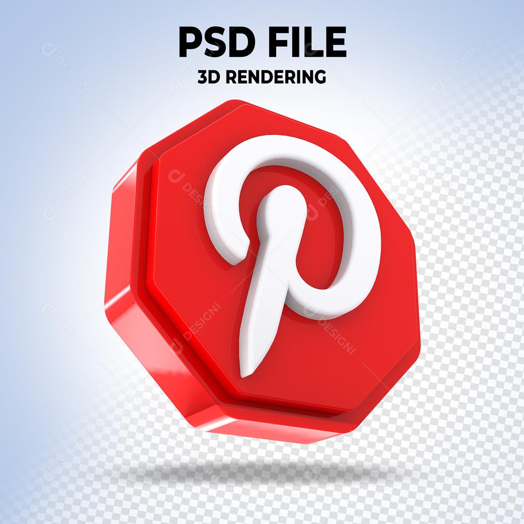 Pinterest Em Forma Geométrica 3D Elemento Para Composição PSD