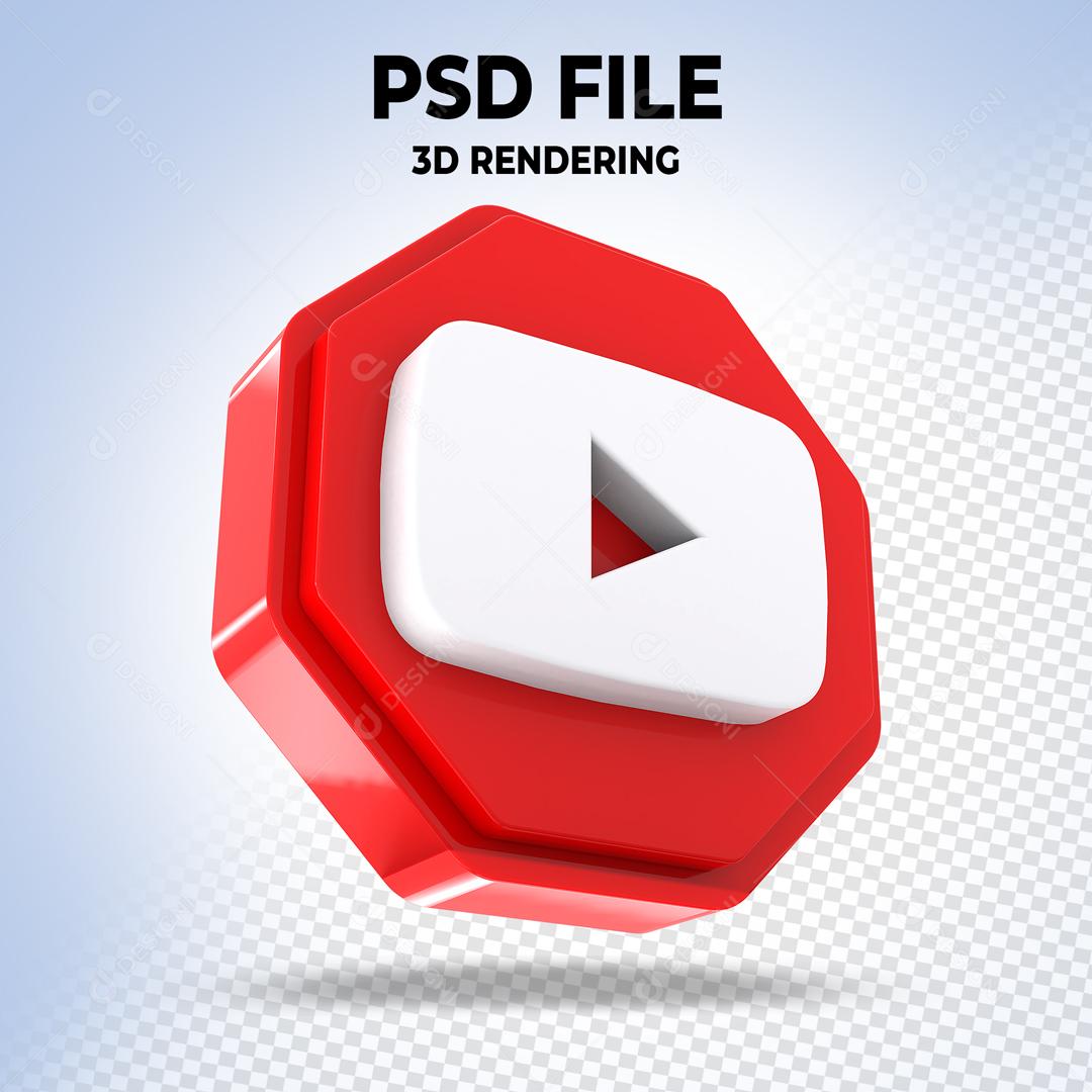Youtube Em Forma Geométrica 3D Elemento Para Composição PSD