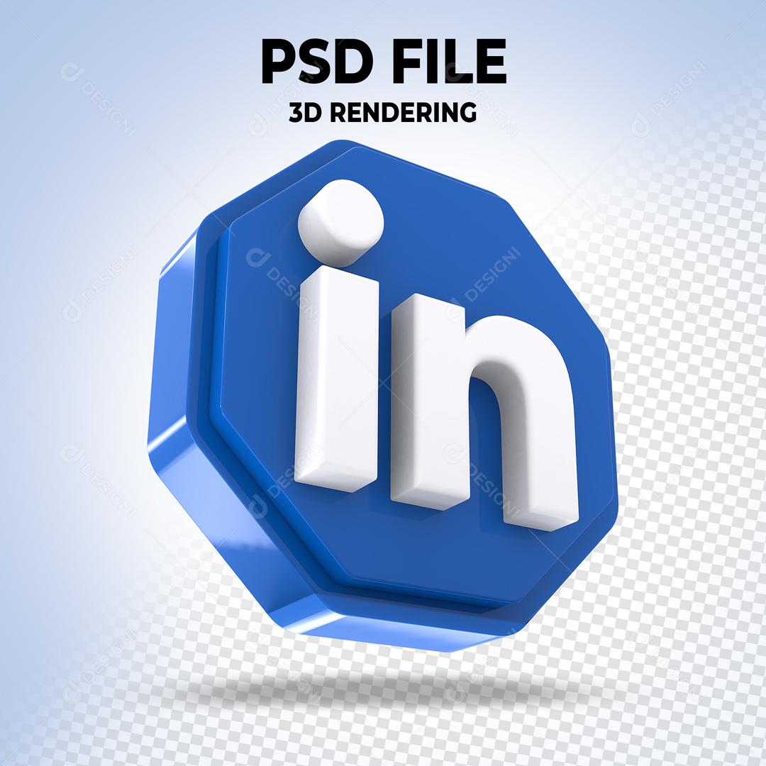 Linkedin Em Forma Geométrica 3D Elemento Para Composição PSD