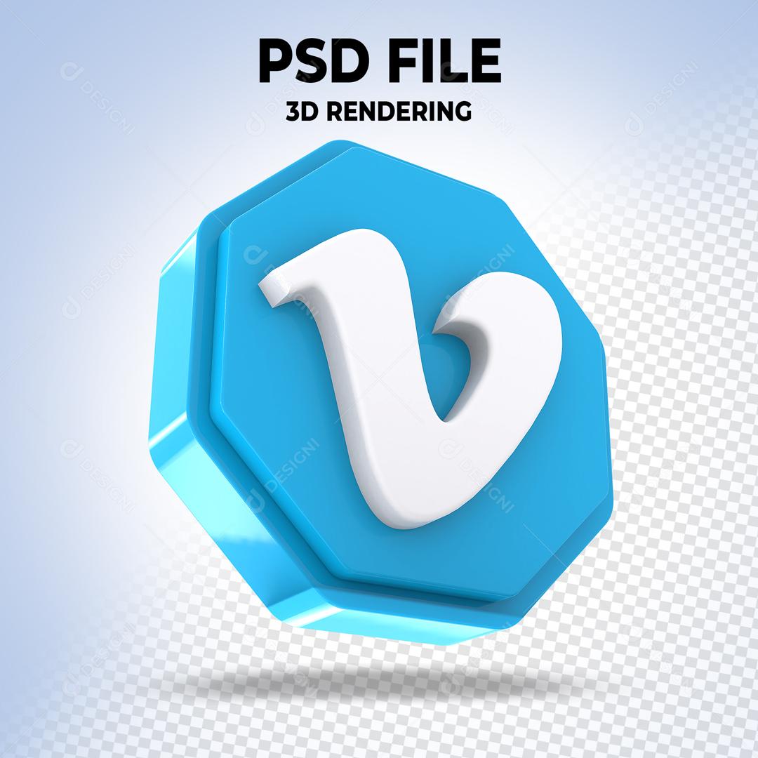 Vimeo Em Forma Geométrica 3D Elemento Para Composição PSD