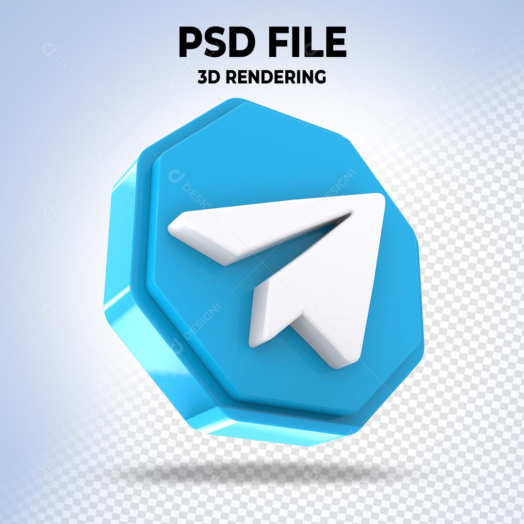 Telegram Em Forma Geométrica 3D Elemento Para Composição PSD