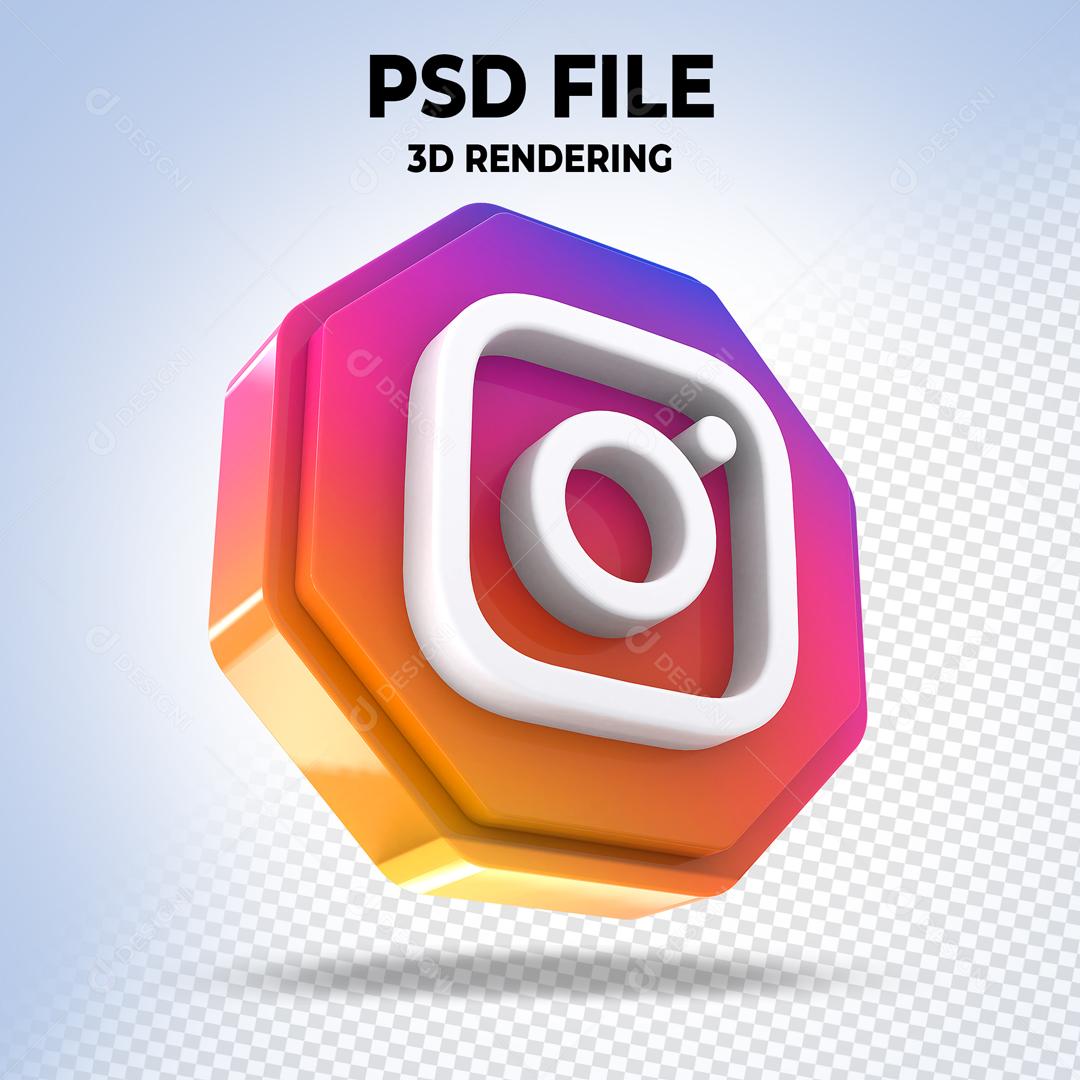Instagram Em Forma Geométrica 3D Elemento Para Composição PSD