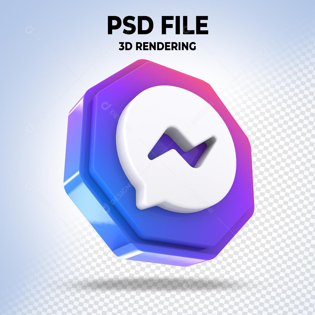 Messenger Em Forma Geométrica 3D Elemento Para Composição PSD