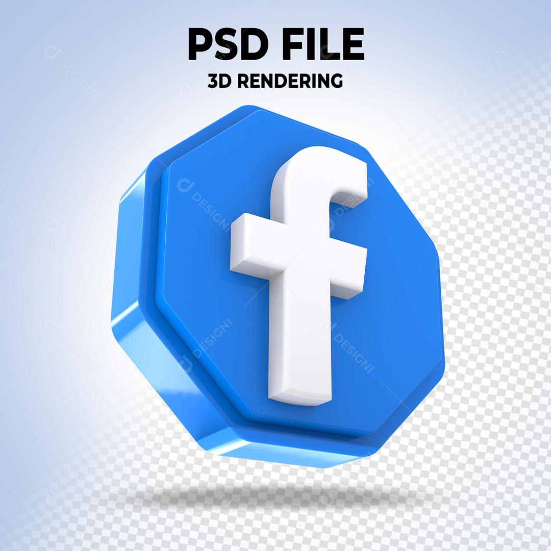 Facebook Em Forma Geométrica 3D Elemento Para Composição PSD