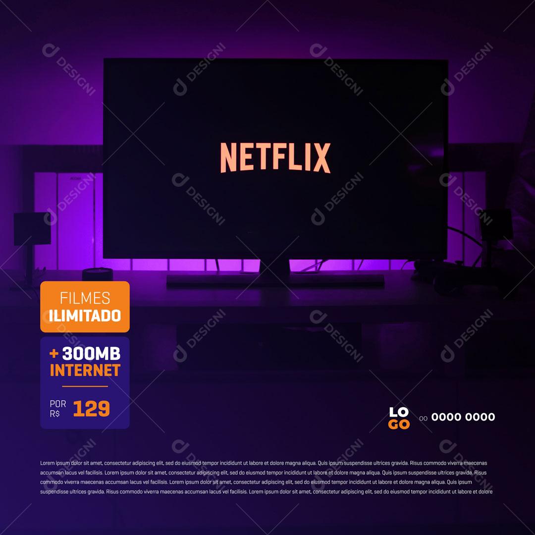 Social Media Provedor de Internet Filmes Ilimitados Social Media PSD Editável