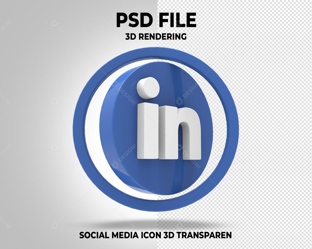 Linkedin Em Forma Geométrica 3D Elemento Para Composição PSD