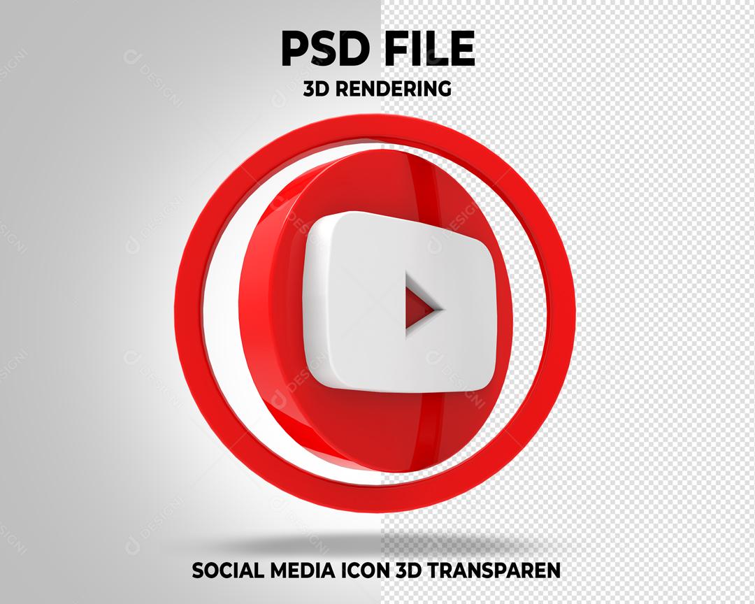 Youtube Em Forma Geométrica 3D Elemento Para Composição PSD