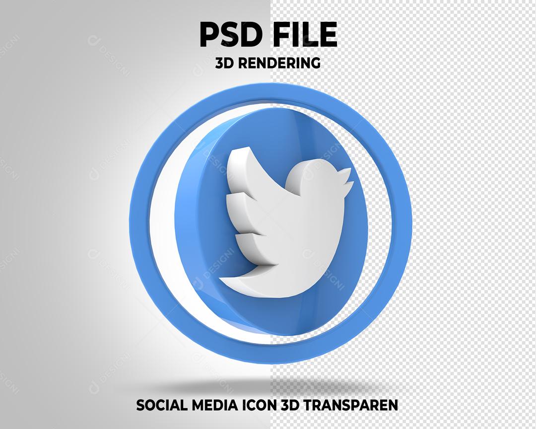 Twitter Em Forma Geométrica 3D Elemento Para Composição PSD