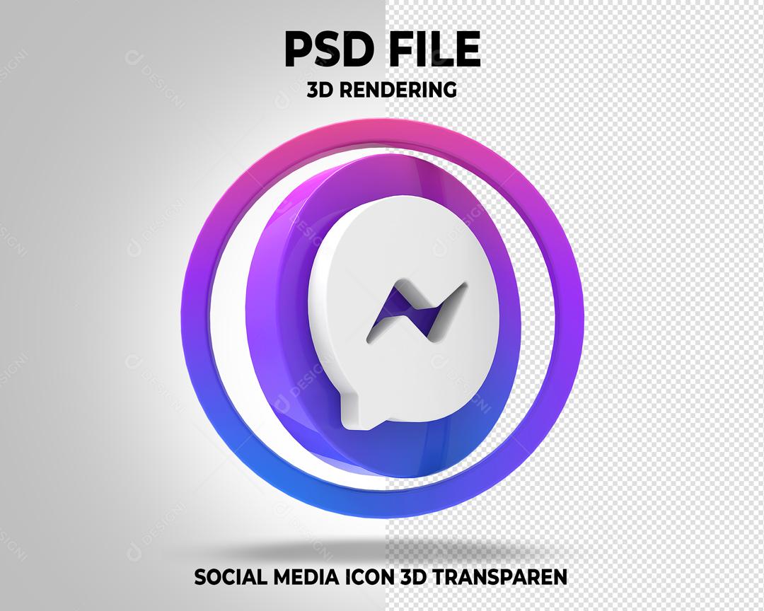 Messenger Em Forma Geométrica 3D Elemento Para Composição PSD
