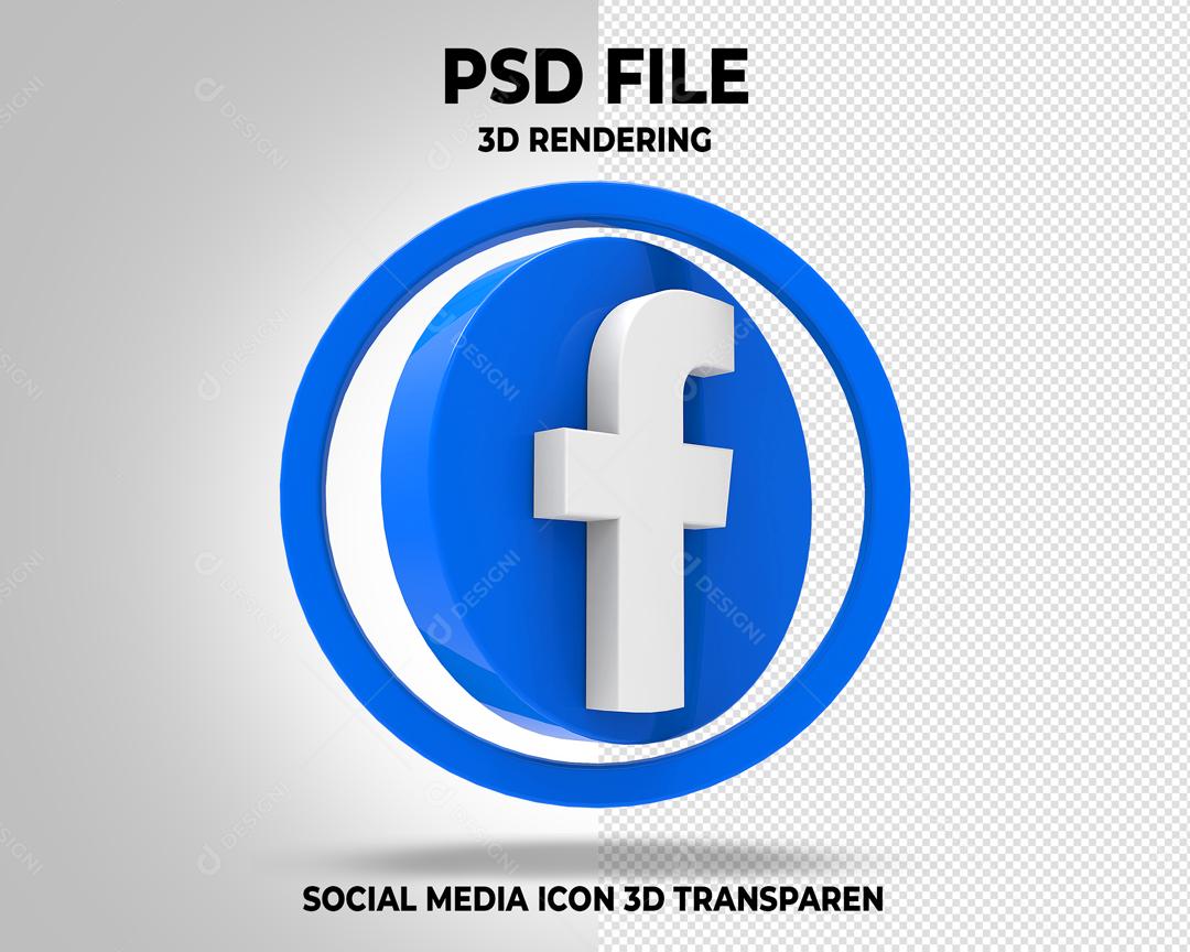 Facebook Em Forma Geométrica 3D Elemento Para Composição PSD