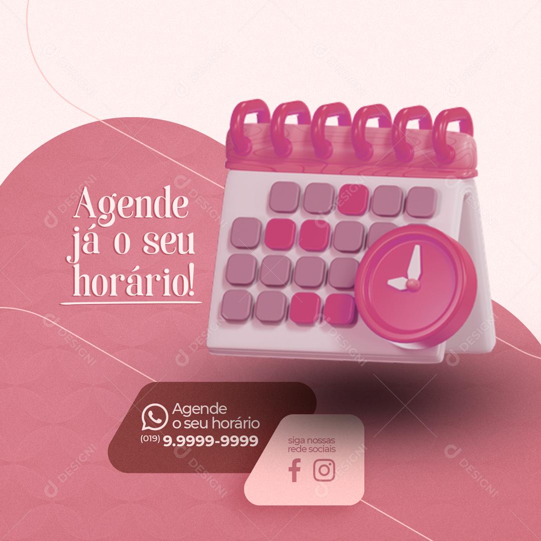 Agende Já o Seu Horário De Atendimento Manicure Social Media PSD Editável