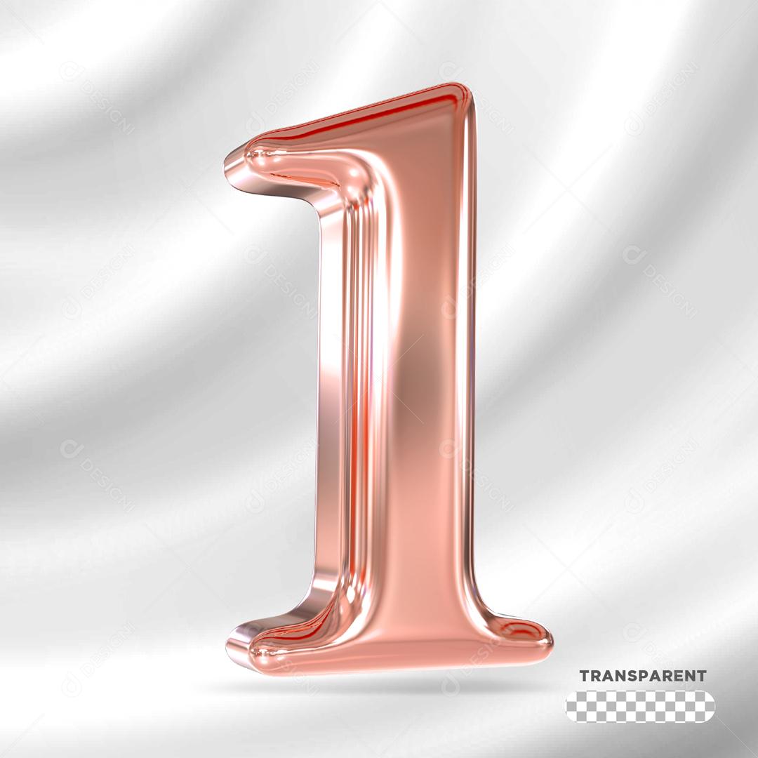 Número 1 3D Rosa Para Composição PSD