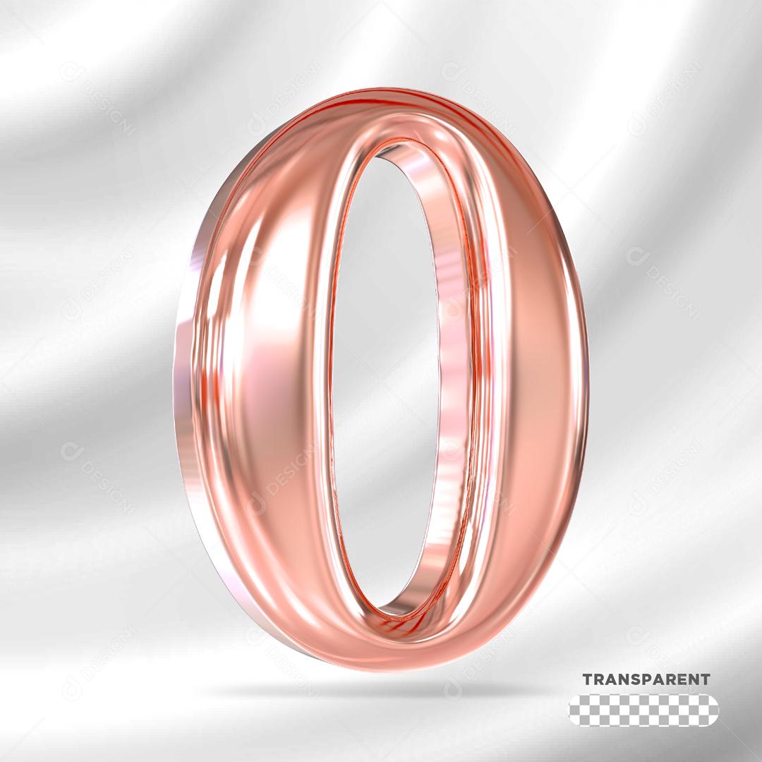 Número 0 3D Rosa Para Composição PSD