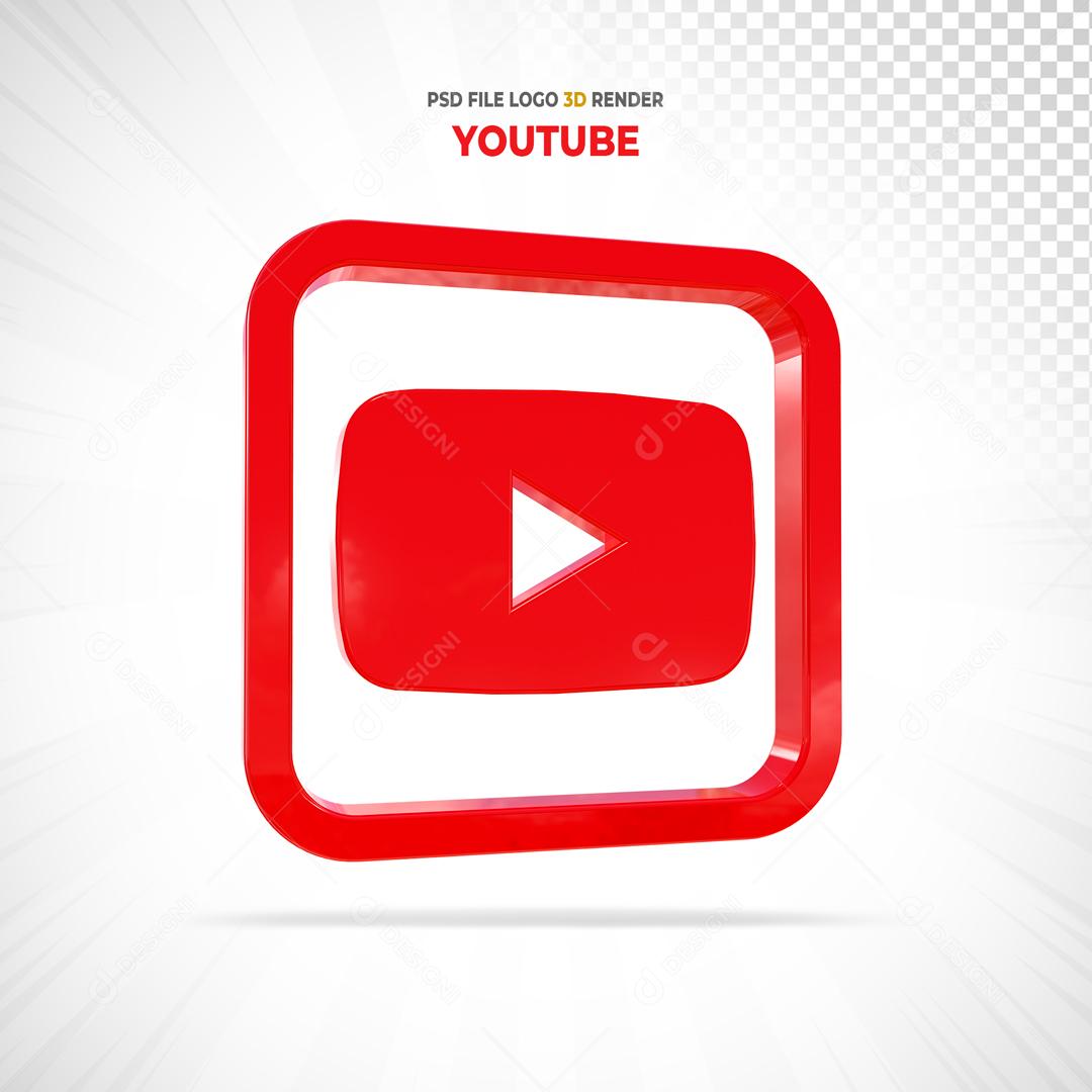 Youtube Em Forma Geométrica 3D Elemento Para Composição PSD