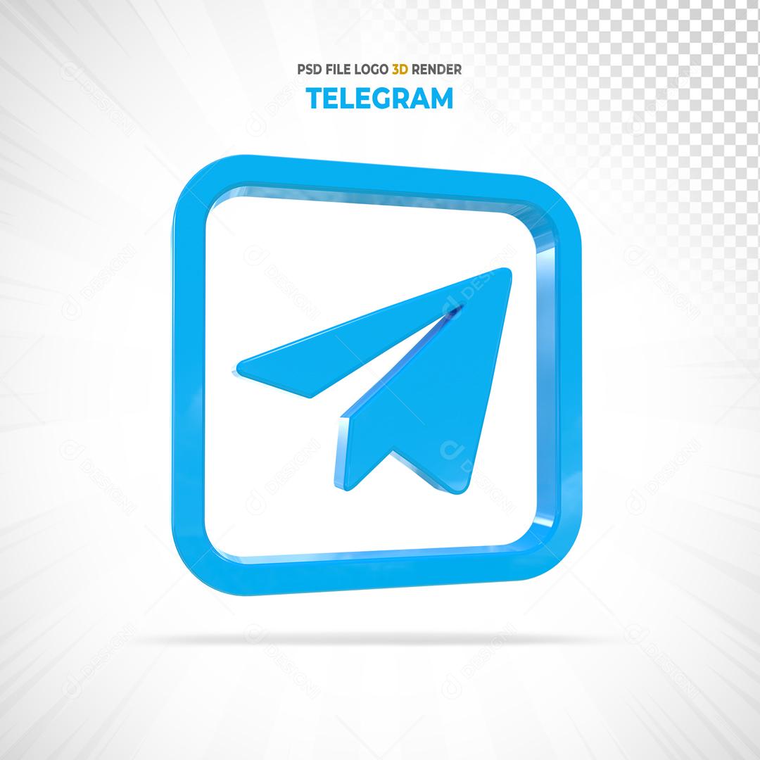 Telegram In 3D Geometric Shape Element For Composition PSD