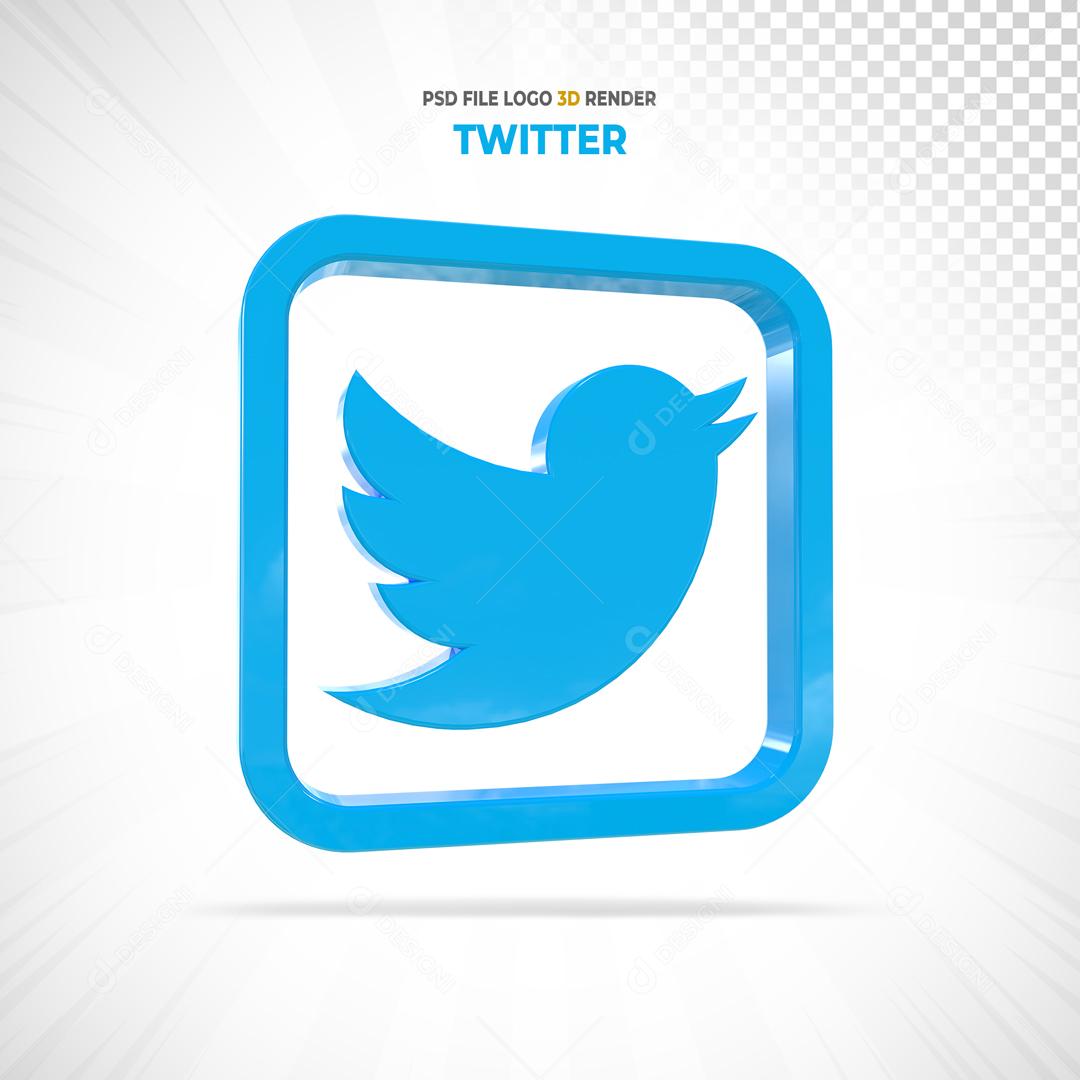 Twitter Em Forma Geométrica 3D Elemento Para Composição PSD